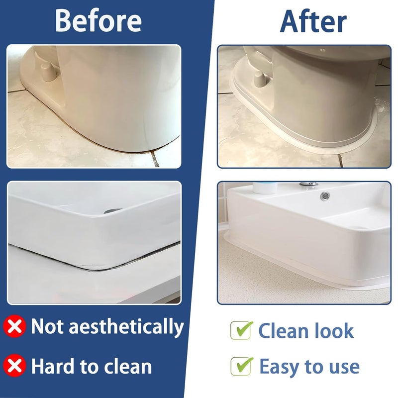 BLUEJUNWEI Caulk Tape - Updated Enhanced Adhesive, Caulk Tapes Waterproof Self Adhesive, Traditional Caulking Sealant Replacement, Caulking Strips for Toilet, Bathroom, Sink, Bathtub, Floor Wall Edge Protector - Image 4